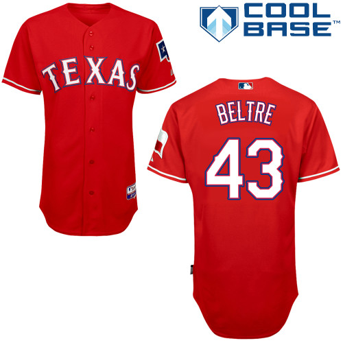 Engel Beltre #43 Youth Baseball Jersey-Texas Rangers Authentic 2014 Alternate 1 Red Cool Base MLB Jersey